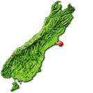 South Island map showing Akaroa